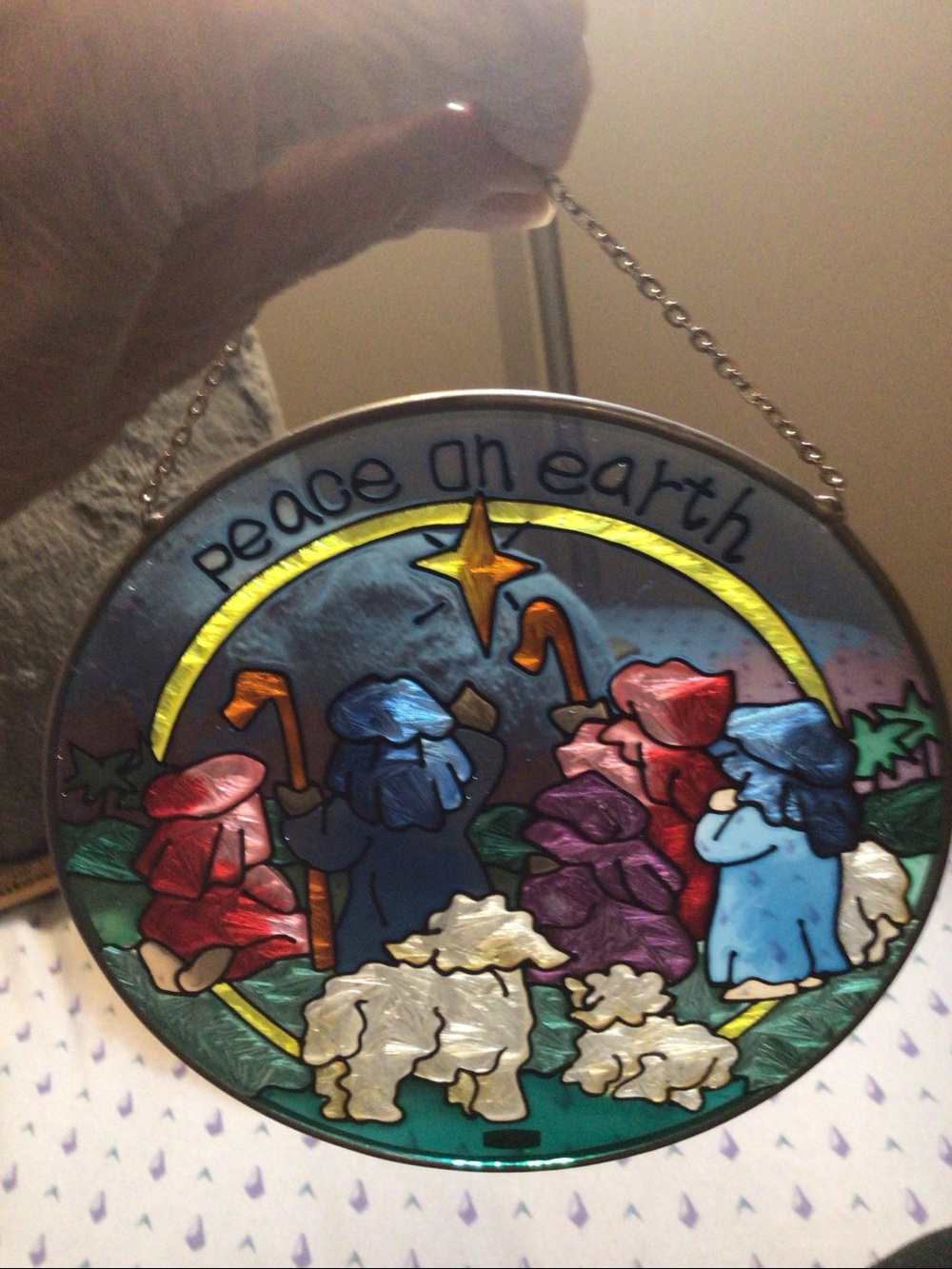 Vintage Stain Glass Joan Baker Christmas Sun Catcher